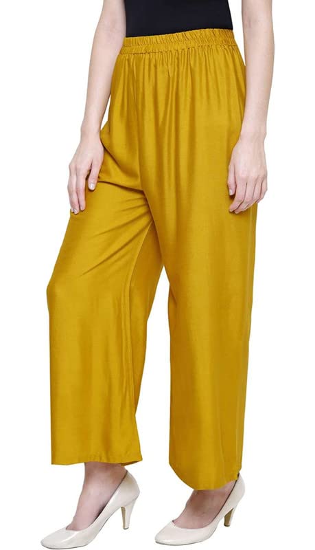 Fashion Gallery WomenS Rayon Relaxed Fit Palazzo Pants With Full Length Pull On Closure And Elasticated Flexible Waist|Palazzo