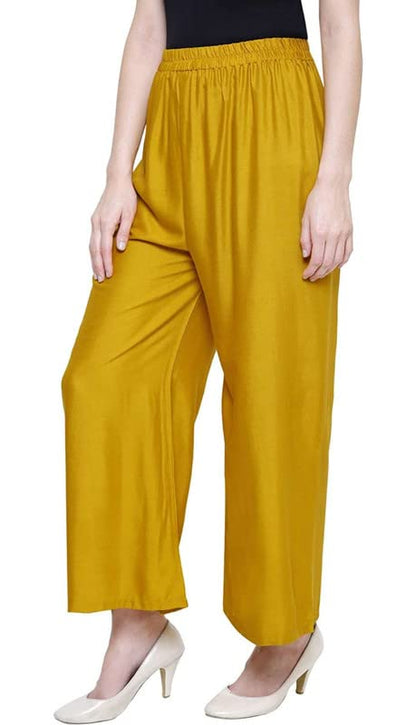Fashion Gallery WomenS Rayon Relaxed Fit Palazzo Pants With Full Length Pull On Closure And Elasticated Flexible Waist|Palazzo