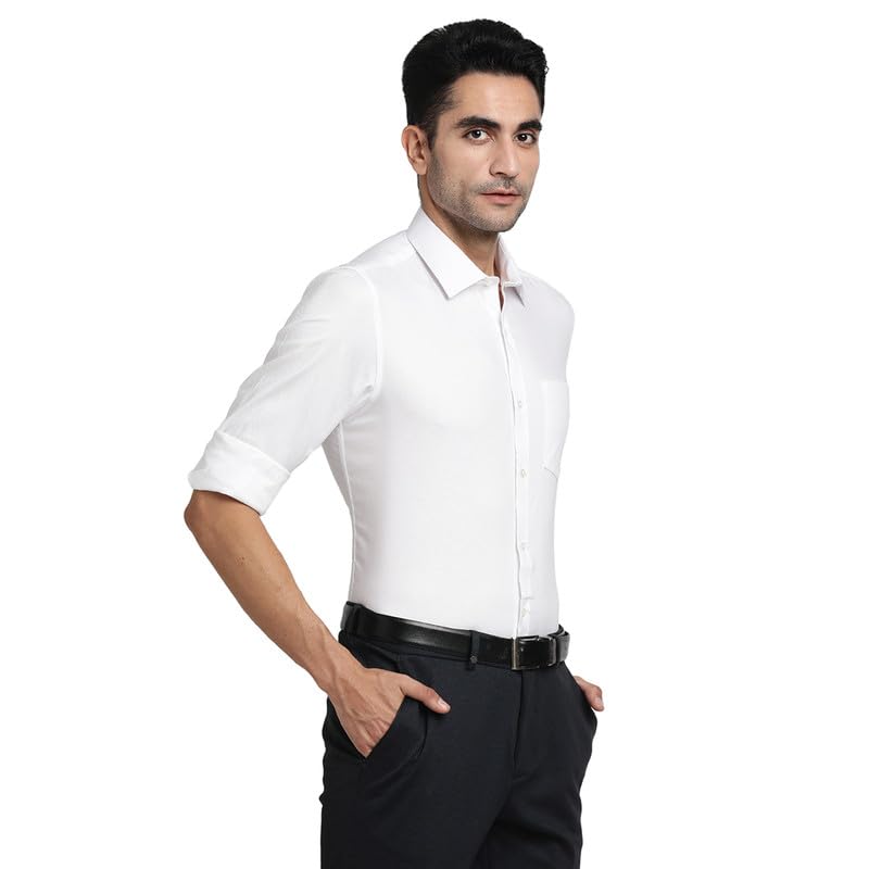 Turtle Men 100% Cotton White Solid Slim Fit Formal Shirts