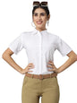 Style Quotient Women White Cotton Blend Formal Short Sleeve Shirt