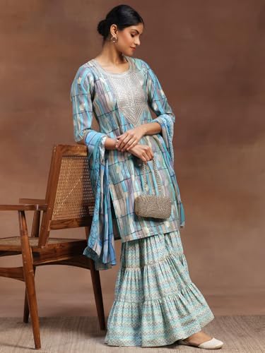 Libas WomenS Silk Blend Kurta Set (36693O_Blue