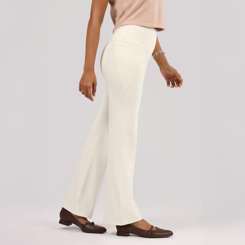 BlissClub Ultimate Flare Pants for Women Upto 54 ft | Ribbed Waistband, 4 Pockets | High Waist Trousers and Formal Pants for Of