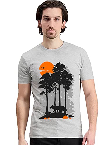 ADRO Mens Sun Printed Cotton T-Shirt (RN22-1-SUN-GR_Grey_XL)