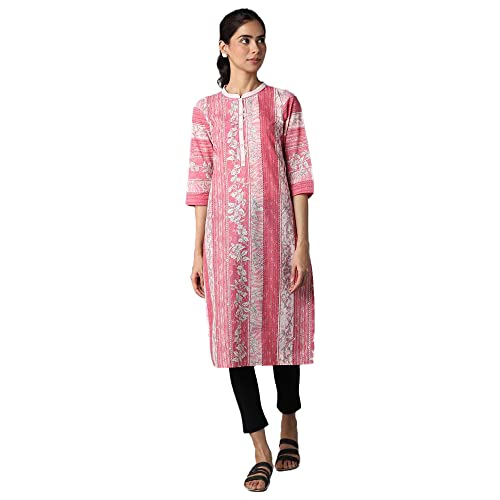 Aurelia Women? Floral Printed Straight Pure Cotton Kurta | Lightweight Mandarin Collar Kurta for Women Cotton | Floral Printed Kurta for Women | Soft & Breathable Regular Fit Kurta for Women