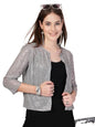 Style Quotient Women Silver Grey Sequins Shrug