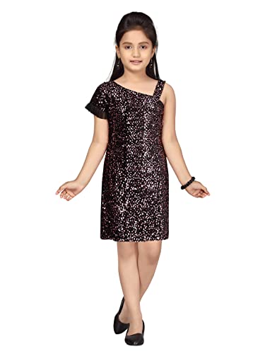 Aarika Girl's Nylon A-Line Knee-Length Dress (MD-21960_Pink_36)
