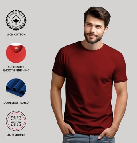 ADRO T Shirts Pack of 2 Mens Tshirts Cotton T Shirts for Men Tshirt T-Shirts Combo T Shirts Tshirts for Men Plain Solid Tshirts