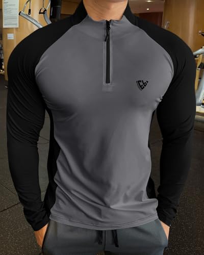 EYEBOGLER Men High Neck ColourBlocked Full Sleeve Regualr Fit T-Shirt