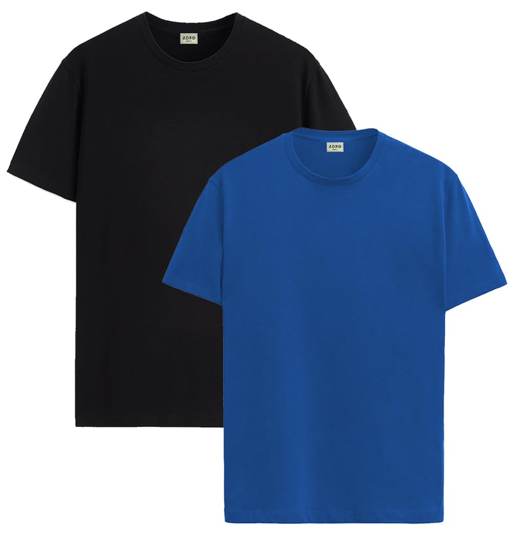 ADRO T Shirts Pack of 2 Mens Tshirts Cotton T Shirts for Men Tshirt T-Shirts Combo T Shirts Tshirts for Men Plain Solid Tshirts
