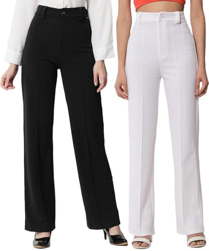 KOTTY Pack of 2 Women Regular Fit Viscose Rayon Trousers