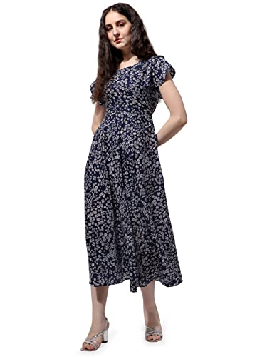 OOMPH! Womens Western & Fusion wear Midi Dresses for Women, Beach, Blue - md518