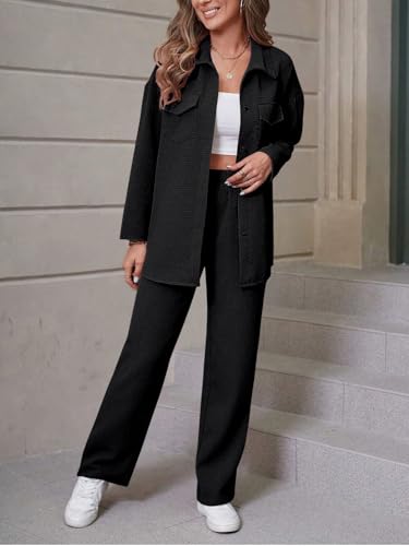 Greciilooks WomenS Textured Lycra Blend Casual Western Co Set (Gl-W.Co-Ord Set-W2251&Tr1188_Black