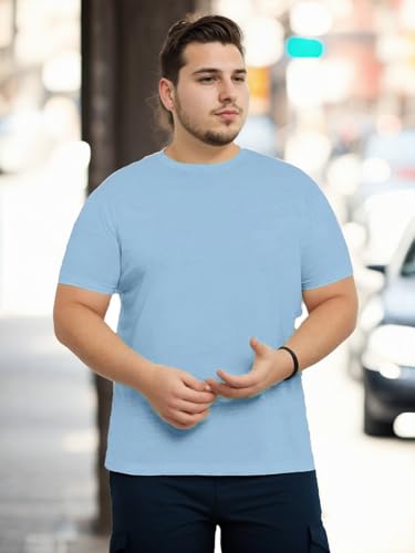 Nobero MenS Regular Fit T-Shirt (1M-Twts-R0041_Powder Blue