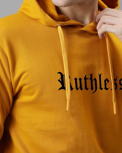 ADRO Men's Printed Hoodie, Cotton, Size 34, Mustard, Model H24-RUTH-MU