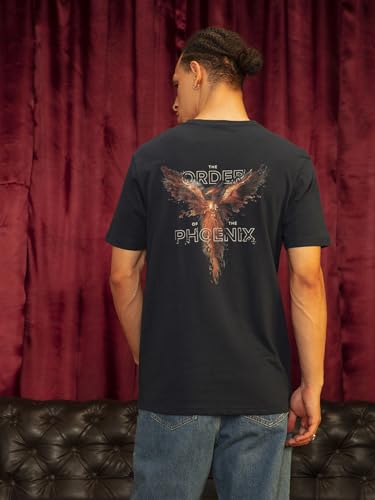 Bewakoof X Official Harry Potter Merchandise MenS Order Of The Phoenix Graphic Printed 100% Cotton T-Shirt - Regular Fit, Round