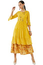 Soch Women Yellow Georgette Embroidery Dress Kurta