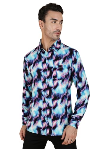 Kotty Mens Printed Rayan Full Sleeves Shirts(Multicolor,L)