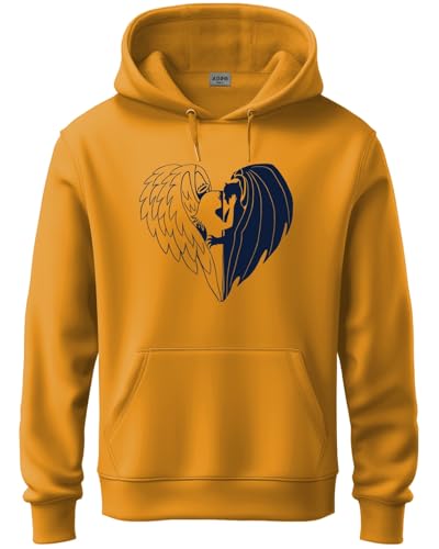 ADRO Men's Cotton Neck Hooded Sweatshirt (H24-DEVI-MU_Mustard