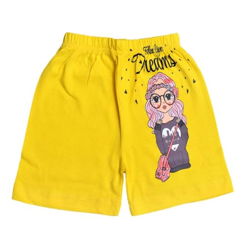 T2F Girls Cotton Printed Shorts(Pack of 5), Assorted, 8-9 Years