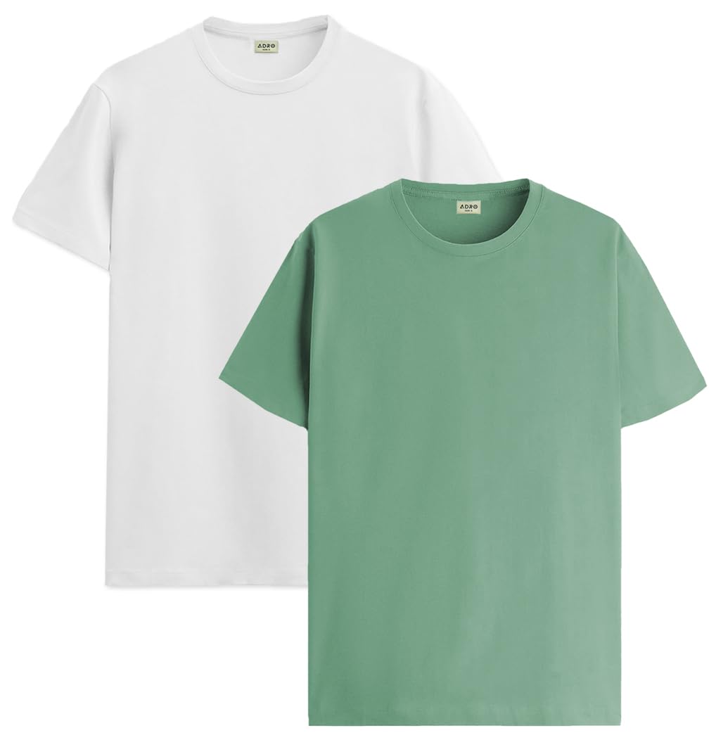 ADRO T Shirts Pack of 2 Mens Tshirts Cotton T Shirts for Men Tshirt T-Shirts Combo T Shirts Tshirts for Men Plain Solid Tshirts