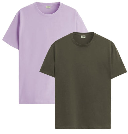 ADRO Mens T Shirts | Solid Tshirts for Men | Pure Cotton Lycra Fabric | 4 Way Stretch Smart tech Tshirt | Pack of 2 Round Neck T