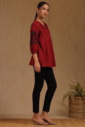 Soch Womens Black Viscose Blend Embroidered Pant with Thread Work