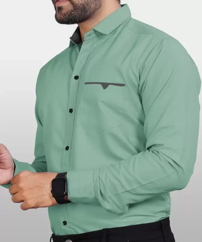 CB-COLEBROOK Mens Regular Fit Solid Soft Touch Cotton Casual Shirt with Pocket Design with Spread Collar & Full Sleeves (Availa