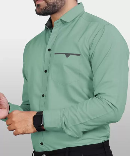 CB-COLEBROOK Mens Regular Fit Solid Soft Touch Cotton Casual Shirt with Pocket Design with Spread Collar & Full Sleeves (Availa