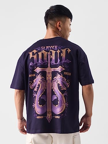 The Souled Store Original Slayer Men Oversized T-Shirts Purple