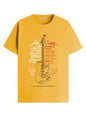 ADRO Guitar Design Printed T-Shirt for Men - 100% Cotton, Regular Fit, Soft Breathable Fabric | RN23-M-GTR-MU-XL Mustard