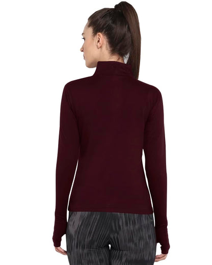 Eyebogler Solid Women High Neck Full Sleeve Regular Fit Top