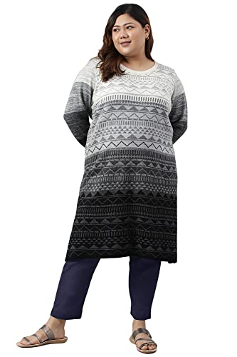 Black Ombre Knitted Winter Plus Size Kurta