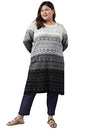 Black Ombre Knitted Winter Plus Size Kurta