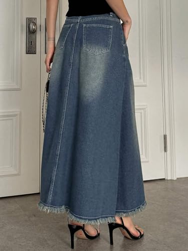 Greciilooks 60% Polyester 40% Cotton Western Skirt Women Dark Blue