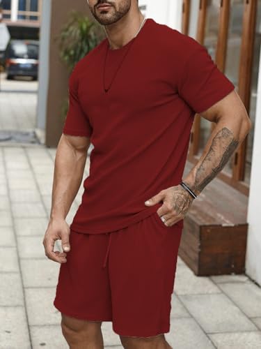 SHIENZY Mens Casual Solid Printed Night Suit Co-Ord Set || T-Shirt and Shorts Nightwear Set || Sleepwear/Loungewear for Regular