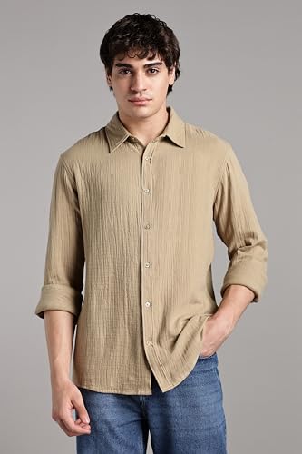 Fyltr MenS Regular Fit Shirt (Fylss25Ms-1419_Malibu Beige