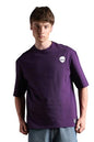 Hubberholme Men Printed Oversized Round Neck Half Sleeves Tshirts 30 Purple