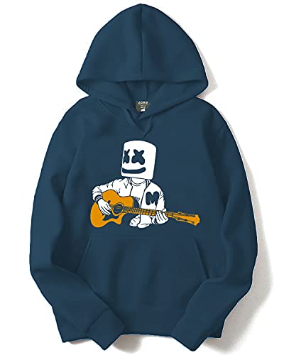 ADRO Men's Cotton Neck Hooded Sweatshirt (H21-M-MMG-SB_Teal_XL)