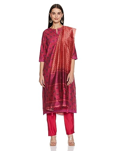 Ketch WomenS Polyester Blend Kurta&Pant&Duppata (Khk3000803_Pink