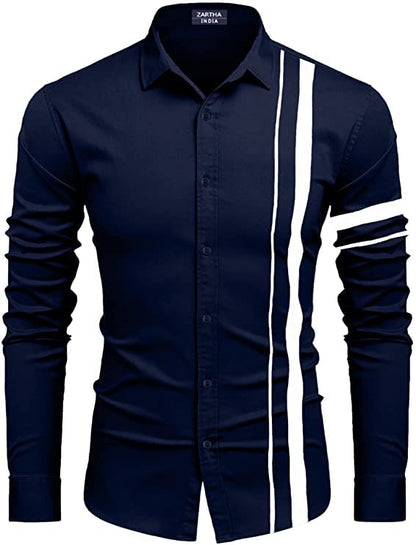Bellstone Mens Solid Regular Fit Shirt (B-8200_Navy Blue