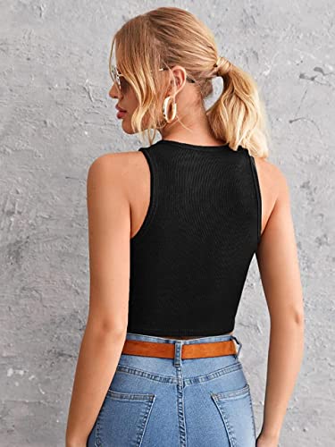 Greciilooks Womens Ribbed Regular Fit Jeans Tops (Black, X-Small)