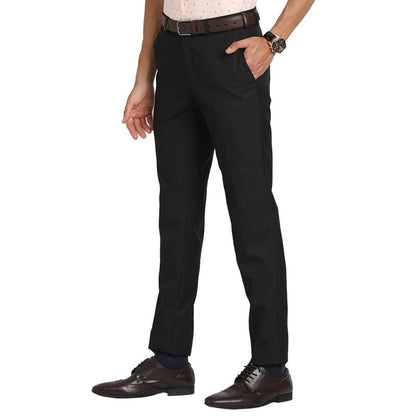 Turtle Men Pv Black Solids Slim Fit Formal Trouser