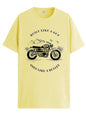 ADRO Men's Royal Bike Design Printed 100% Cotton T-Shirt - Regular Fit, Printed T-Shirts for Men (RN24-RYL-LY_Light Yellow_XL)