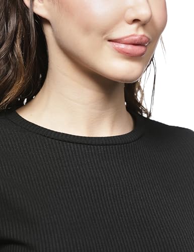 FYLTR Womens Regular Fit T Shirt (FYLSS25WKT-1010_Onyx Black
