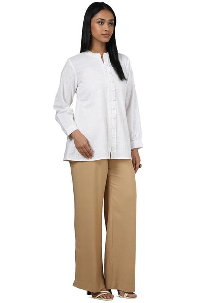 Soch Womens White Cotton Slub Solid Tunic