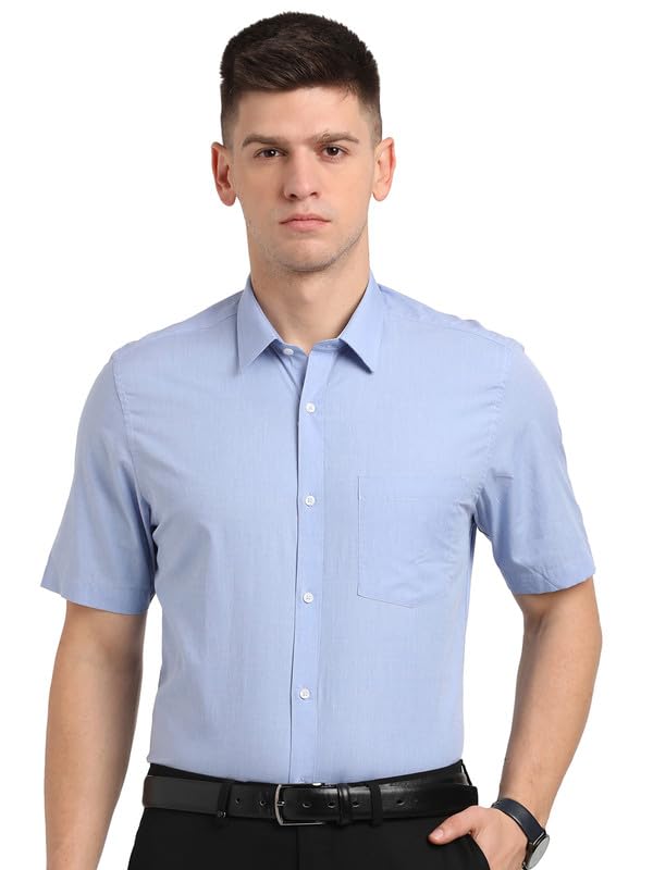 Turtle Men 100% Cotton Light Blue Solid Slim Fit Formal Shirt