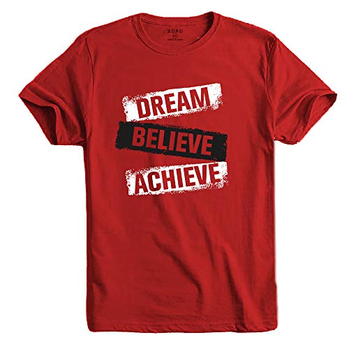 ADRO Mens Dream Believe Achieve Printed T-Shirt (R22-M-DBA-RD_Red_XL)