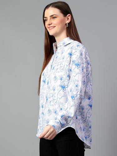 KOTTY Womens Oversized Cotton Blend Shirt(Multicolor,M)