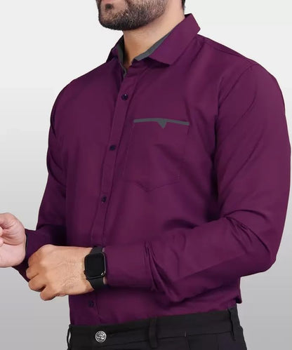 CB-COLEBROOK Mens Regular Fit Solid Soft Touch Cotton Casual Shirt with Pocket Design with Spread Collar & Full Sleeves (Availa