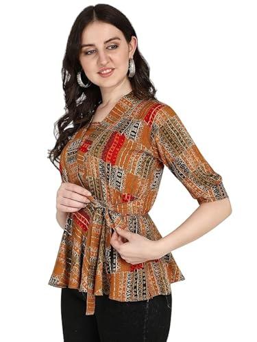 OM SAI LATEST CREATION Women Solid Western Top with Half Sleeves for Office Wear, Casual Wear, Under 399 Top for Women Top (Must